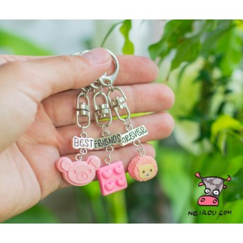 Брелоки для троих друзей "Best Friends Forever. Pink". Цена за набор